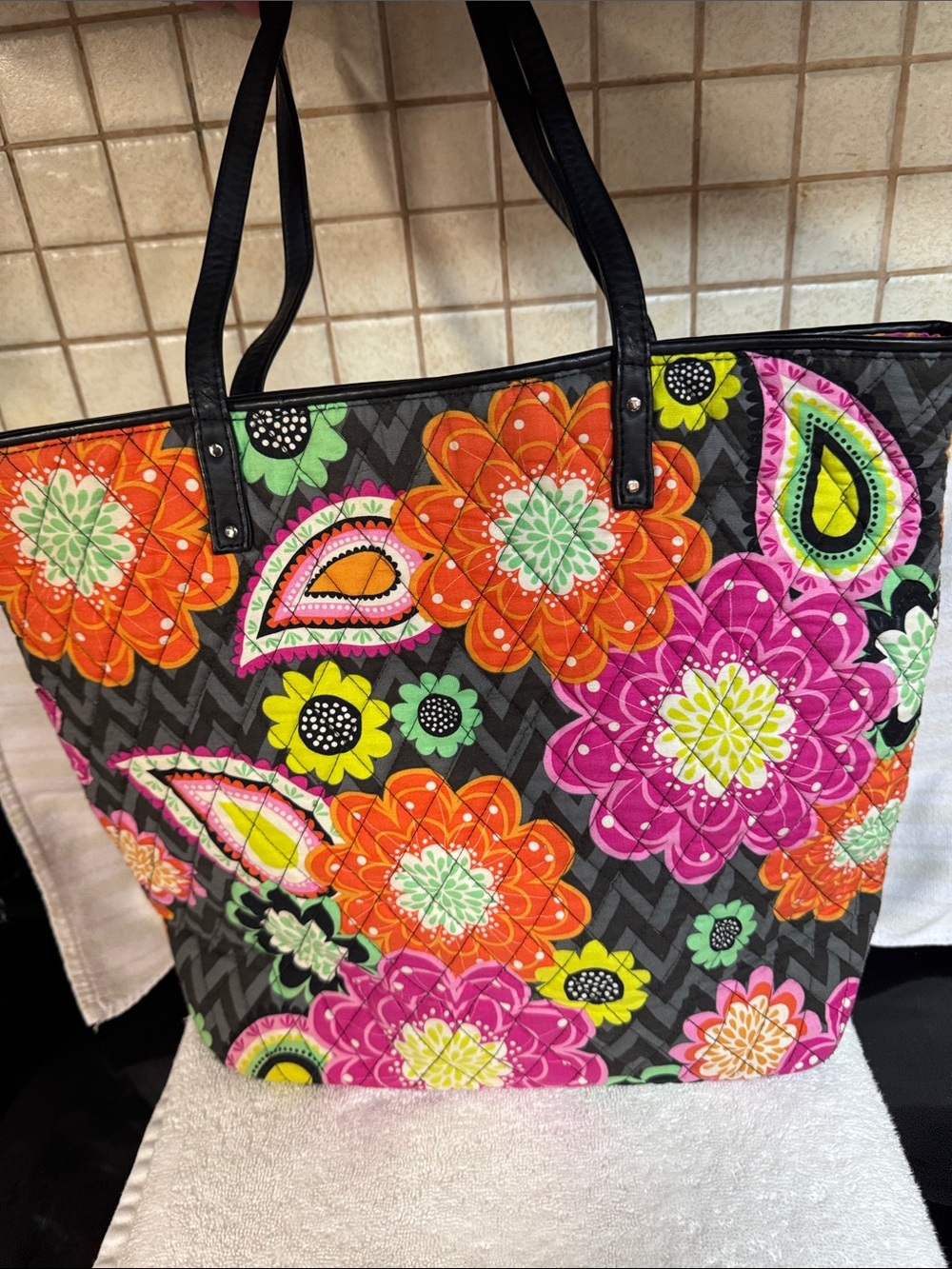 Vibrant Floral Tote Bag - VERA BRADLEY LIKE NEW
